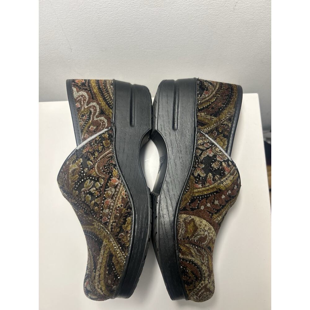 Dansko Paisley Tapestry Brown jewel Clogs size EU 40 US 9 Retro 70s Boho nurse - Picture 4 of 14